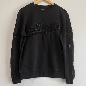 Pro Standard Los Angeles Dodgers Triple Black Crewneck Men Sweater Sz S Baseball